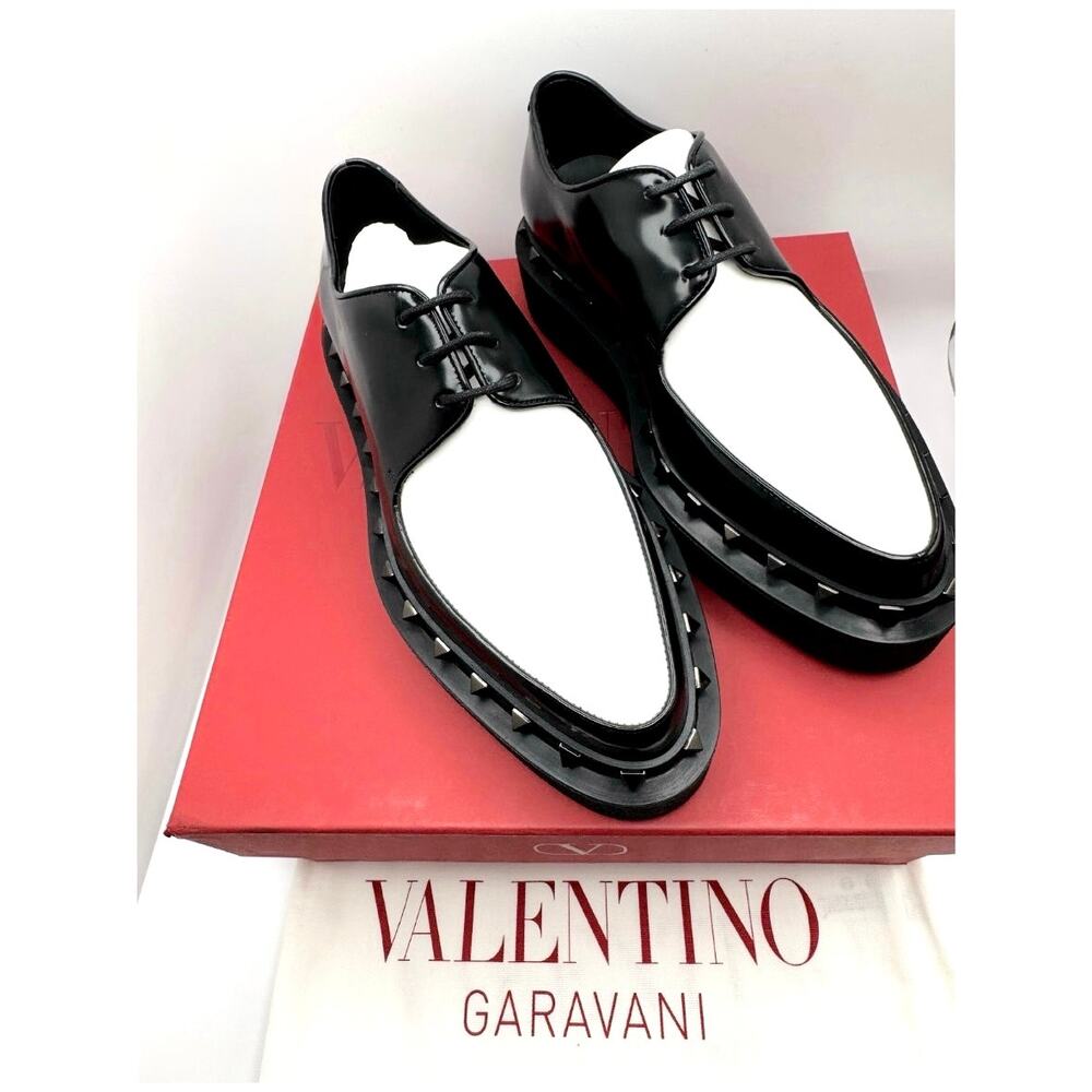 Valentino Garavani Rockstud M-Way Derby Black Leather Shoes EU 38.5 - Picture 16 of 16